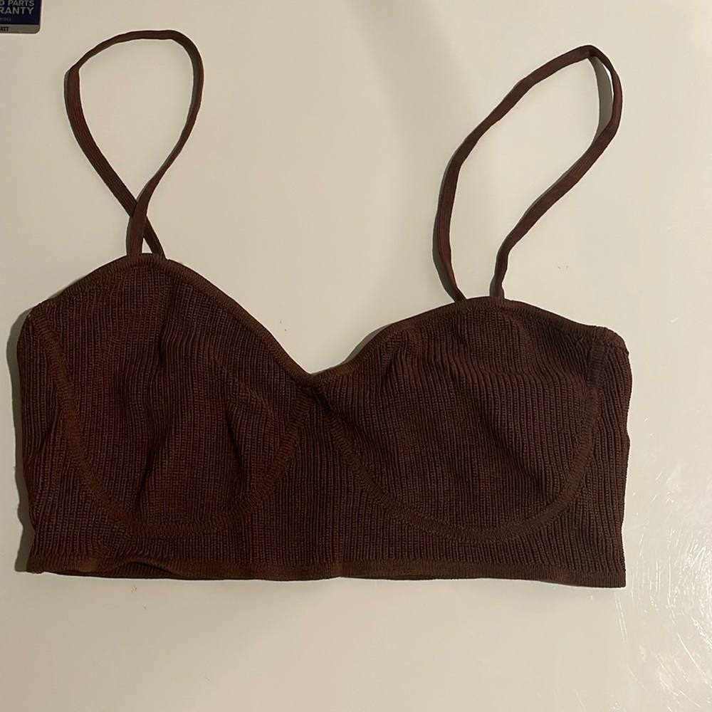 Brown Ribbed Bralette